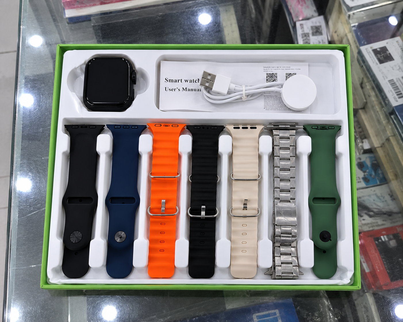 Imported AMOLED Display Touch Watch with 7 Straps | Full Smart Display | Multi-Sport Mode | Music Control | Calculator | Men & Women