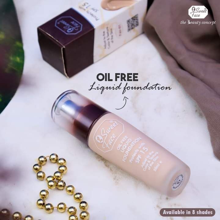Sweet Face Oil Free Liquid Foundation 55ML 100% Waterproof Protect With SPF 15 (Fair 01)