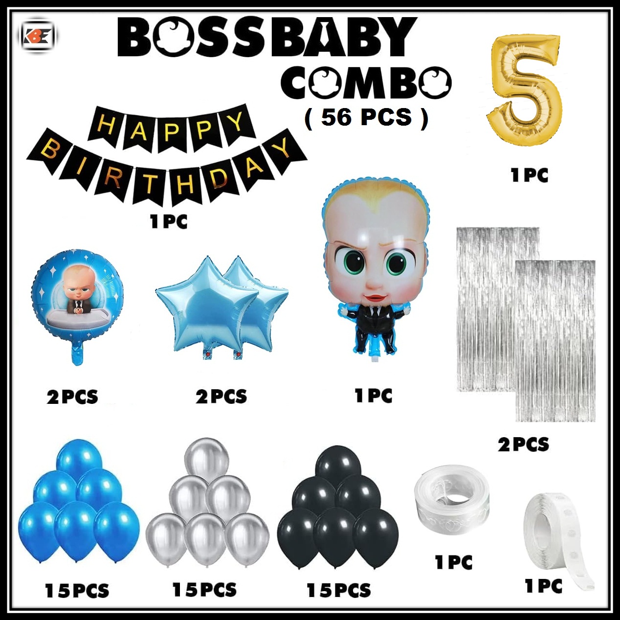 Boss Baby Birthday Theme Decoration Combo Set 56 Piece Happy Birthday ...