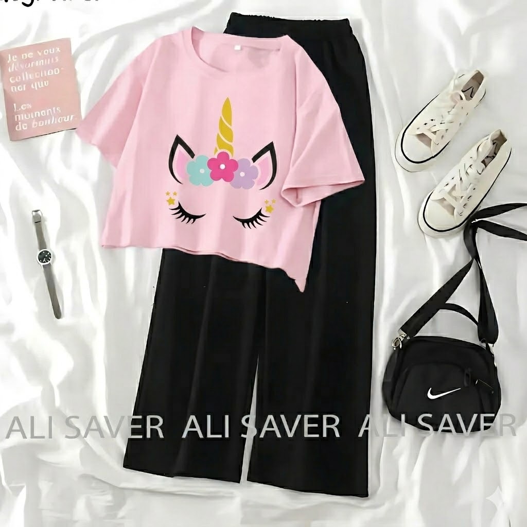 ALISAVER-High Quality Tee And Flapper Crop Top Casual Suits For Women - Brown heart