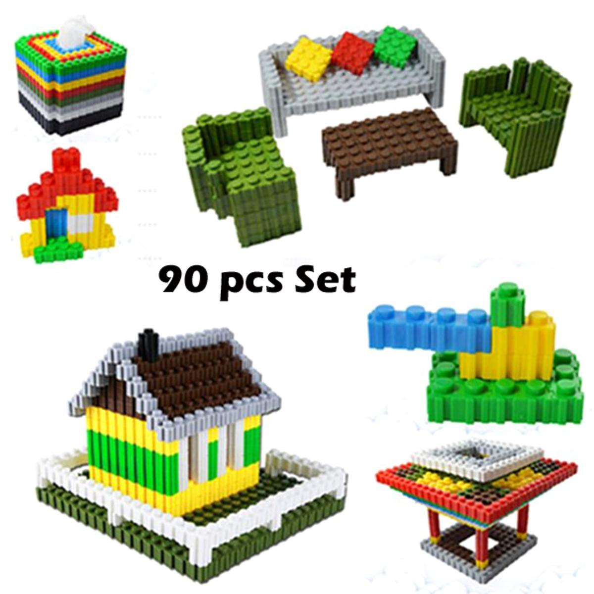 90 pcs - Small Pack Bricks Blocks Toys for Kids Children Colorful Plastic Educational Bullet Building Block Models for Kids