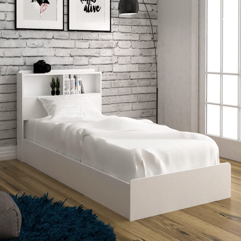 Ghania modern Head Storage single bed in MDF Lasani Wood