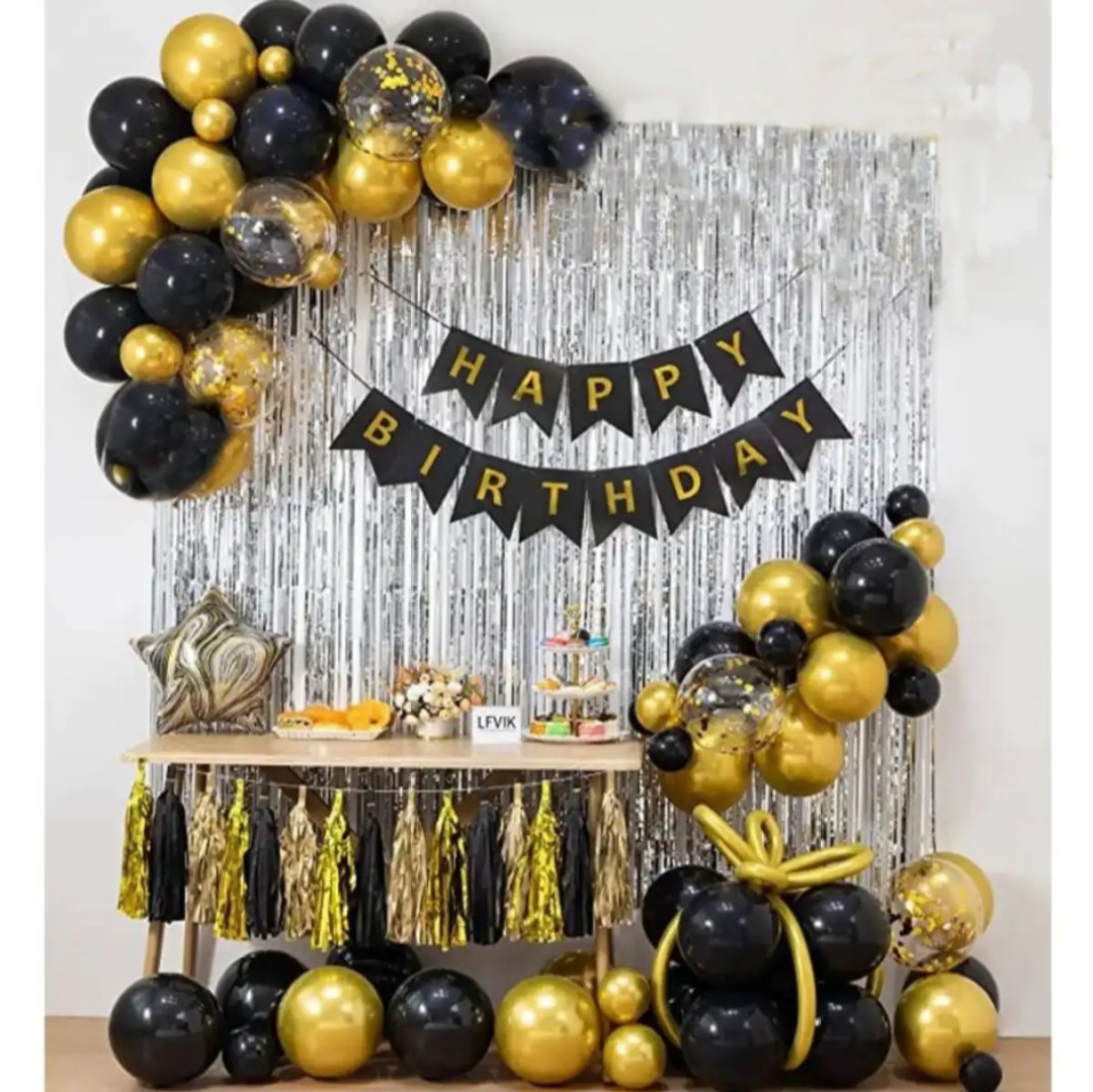 Happy Birthday Decoration Set Theme Including 30 Balloons ( 15 Black ...