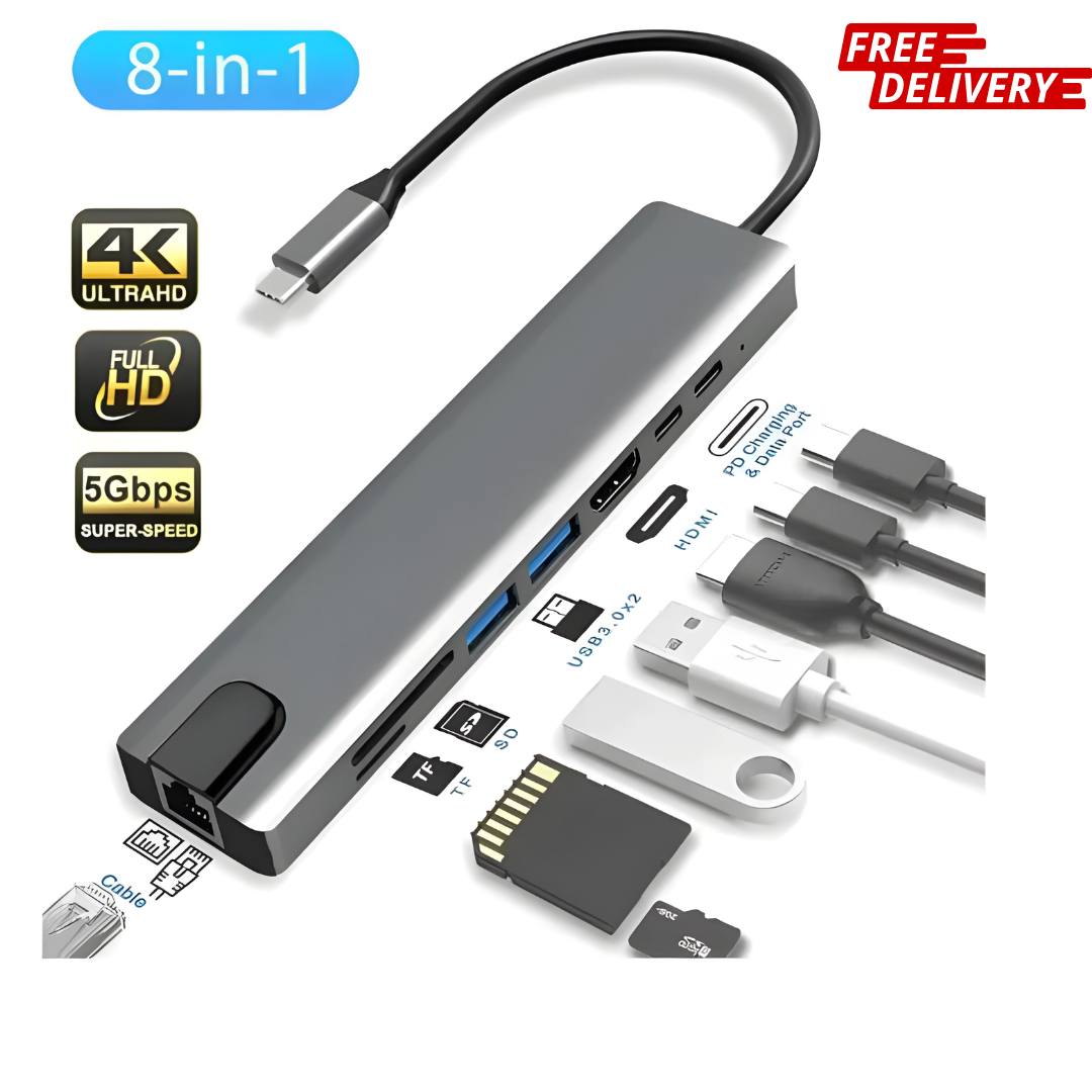 TYPE C and Converter USB Hub Type C Hub Type C Docking Station 8 in1 By Panorama