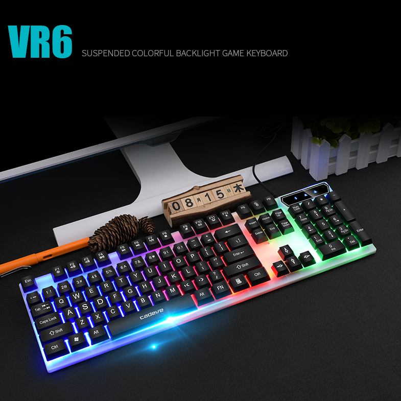 CADEVE VR6 Wired Keyboard Floating Keycap Manipulator Three-color Colorful Luminous Computer Usb Gaming Keyboard