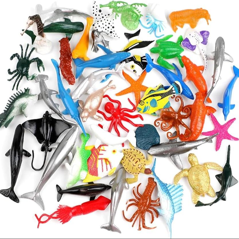 12 / 24 Pcs - Sea Animal Kingdom Action Figure Under Water Character Ocean Creatures Toy Set - Wild Fishes Animals Jungle Zoo - Big Large Size Animal For Kids Boys Girls Baby Toys Silicone Soft Rubber Fish World