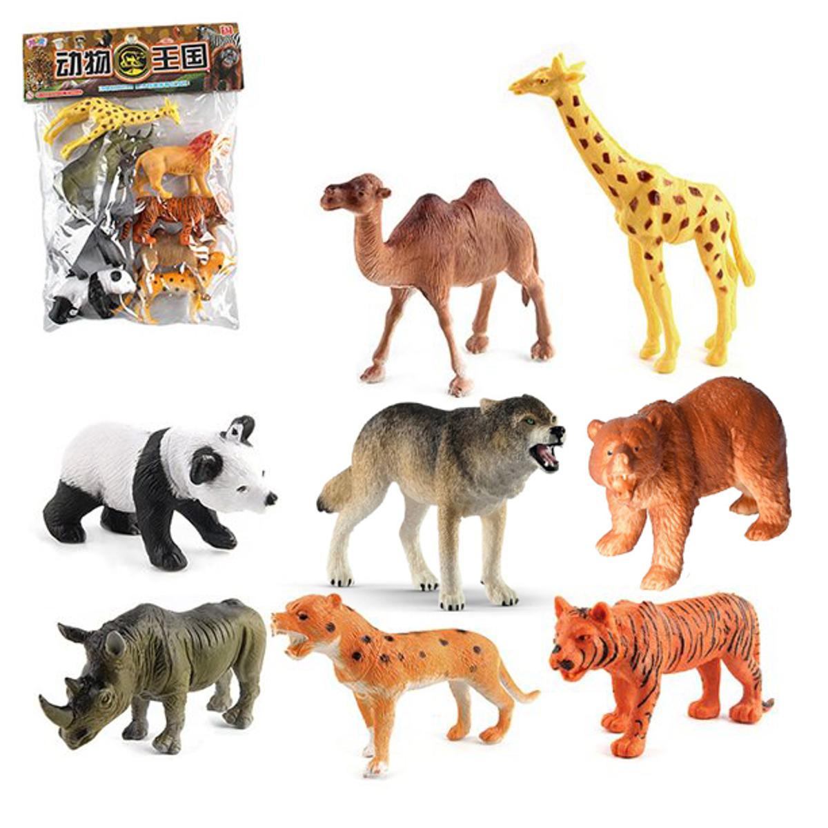 Large Size 6 Pcs Set - Wild Animal Figure Jungle Zoo Toy Set