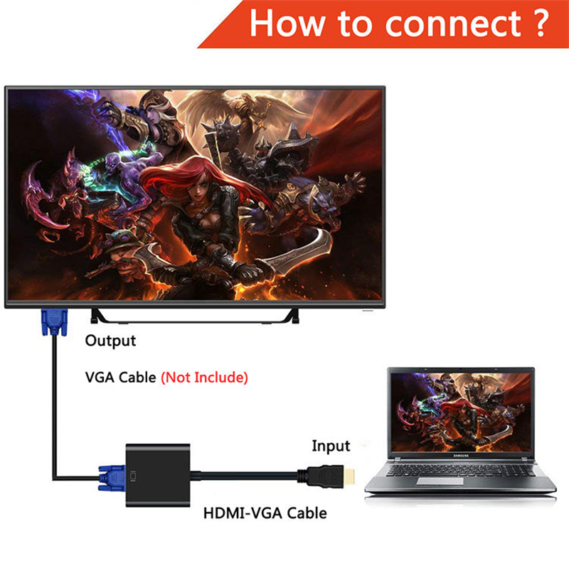 HDMI TO VGA Converter with Sound Audio Cable
