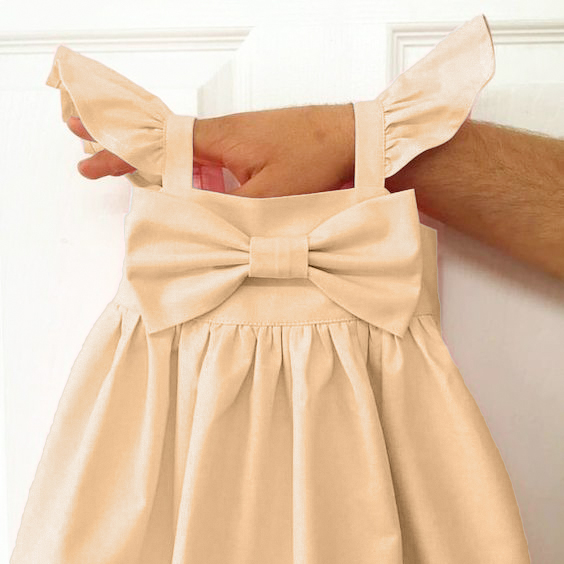 Baby pink puffy Lawn Fabric sleeves Big bow Dress, Lawn simple Girls bow dress, Baby coming home outfit outfit, Wedding, flower girls dress, rustic wedding