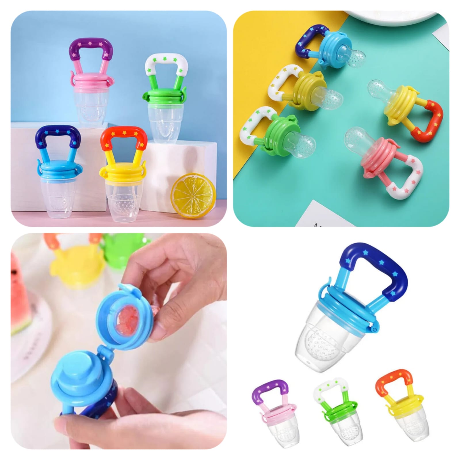 Baby Fruit Feeder Pacifier  Infant Teething Toy Teether in Appetite Stimulating Colors