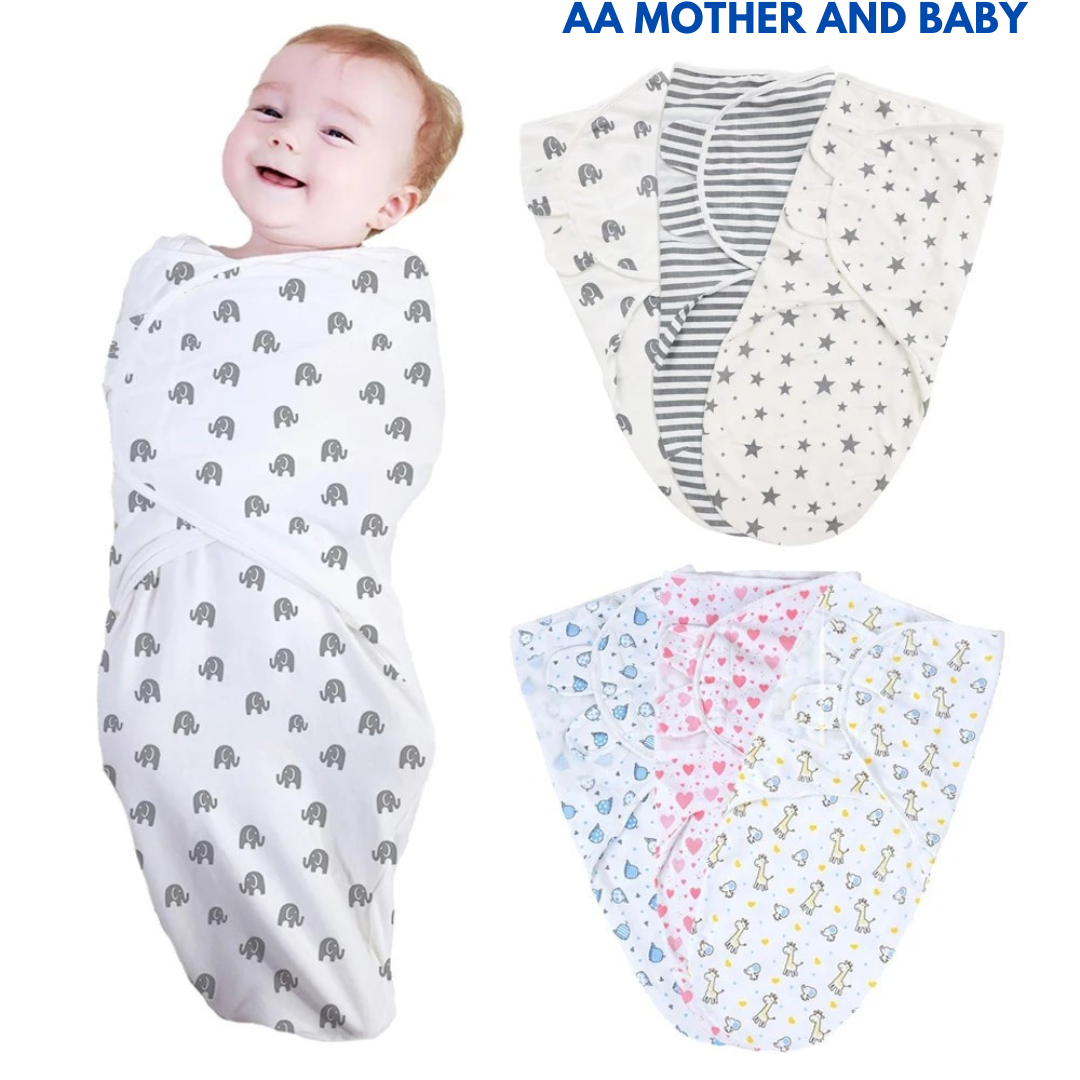 AA Mother and Baby Infant Baby Swaddle Blanket Adjustable Infant Wrap Baby Blanket - Multicolor - MultiPrint