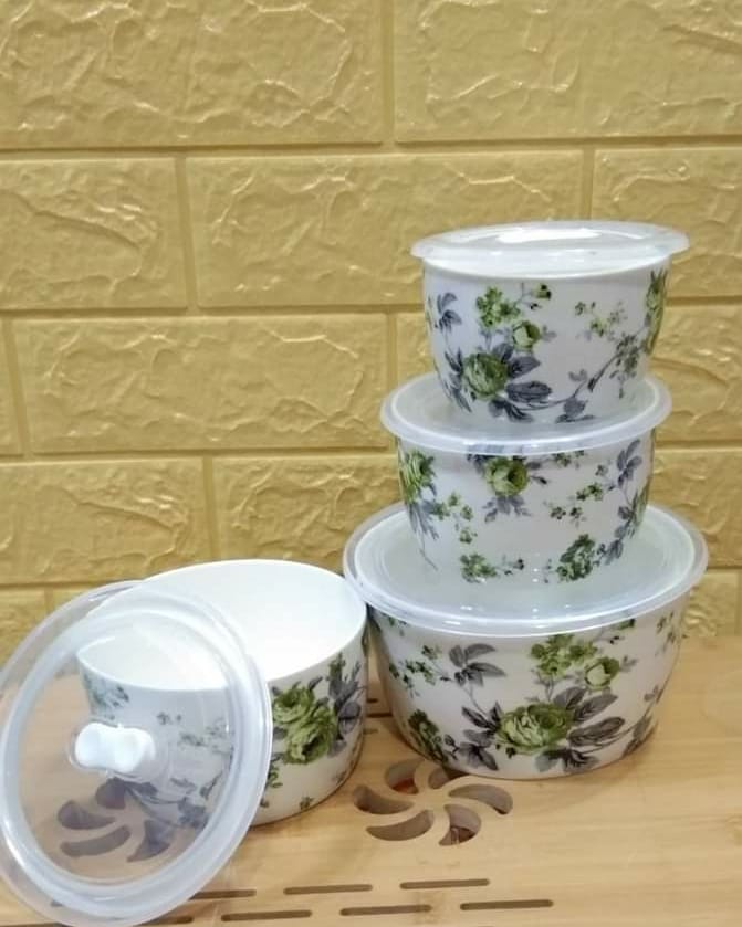 4 Pcs Set Of Bone Ceramic Fresh Seal Bowl With Plastic Lid Price in