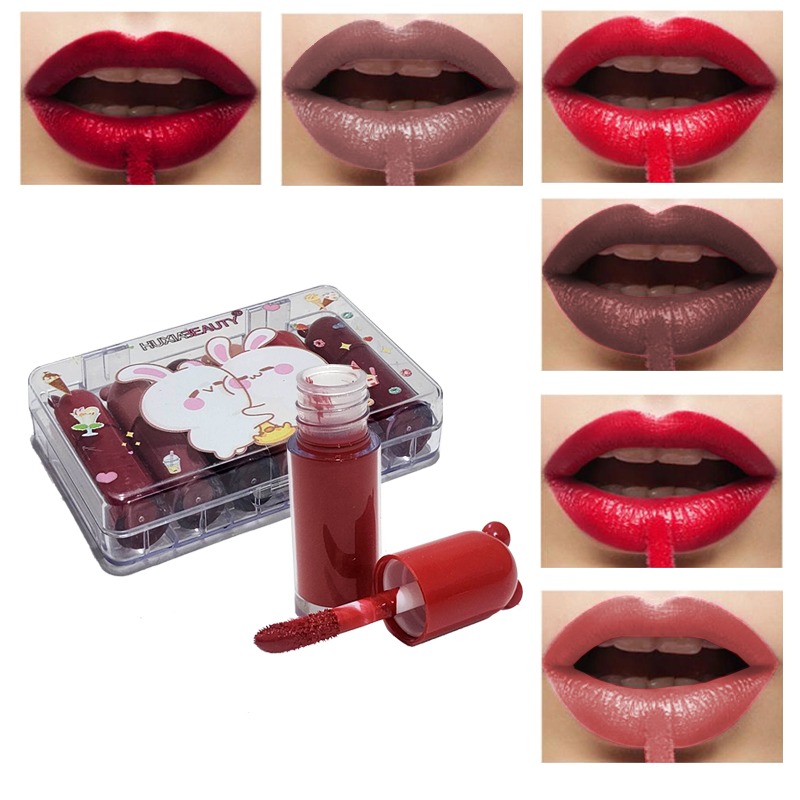 Huxia beauty High Quality Makeup Nourishing Matte Organic Waterproof Lipstick 6 piece  Set  For Girls And Womens
