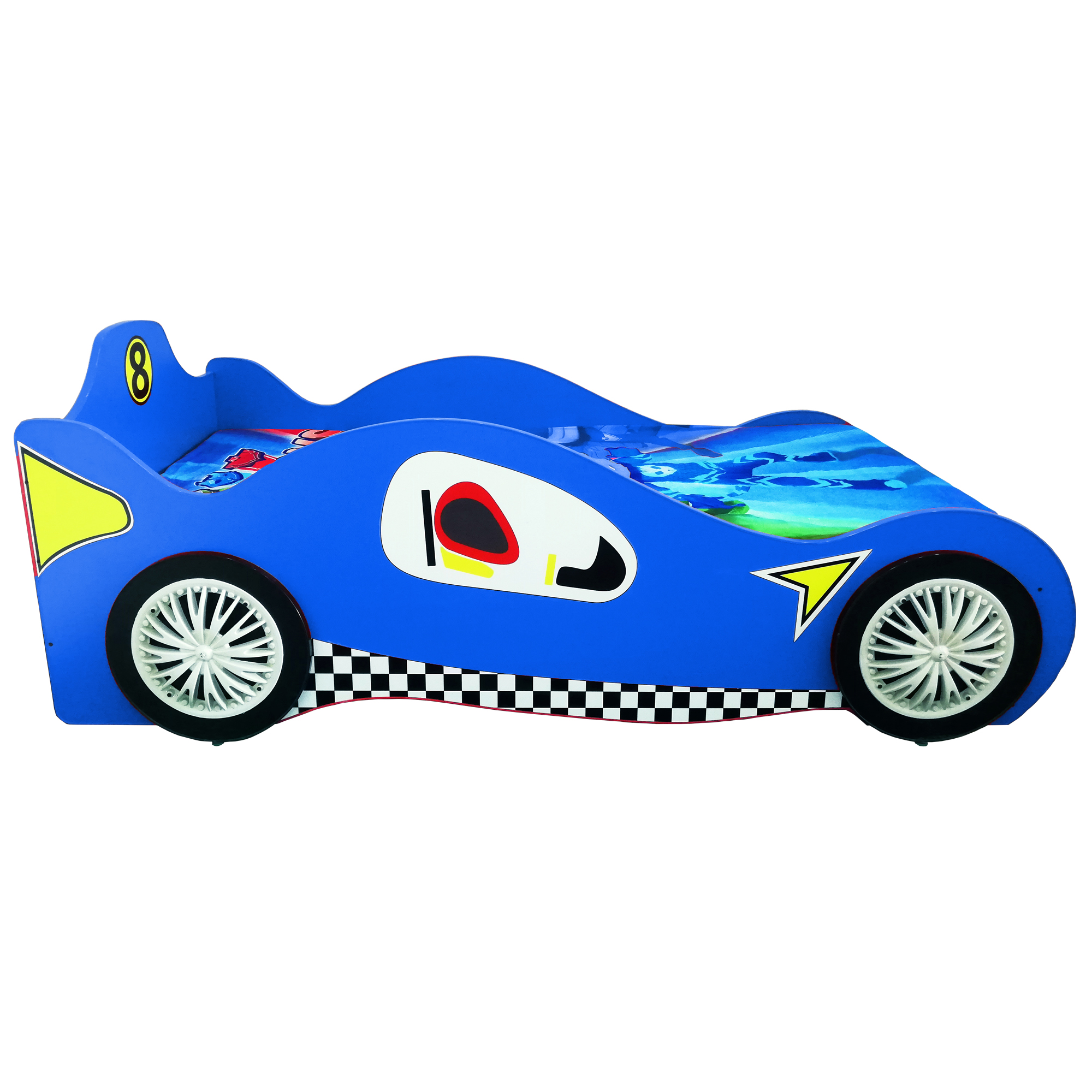 Furnishoo 8 Car Bed Sale in Pakistan - Kids Car Bed - Red Car Bed With Lights