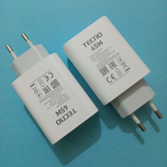 Original TECNO 45W Charger POVA 4 Pro And POVA 5 With Type C Cable & Without Cable Tecno 45 Watt Supercharge Mobile Charger Compatible with Camon, Phantom, Pova Series Tecno 45 Watt Charger