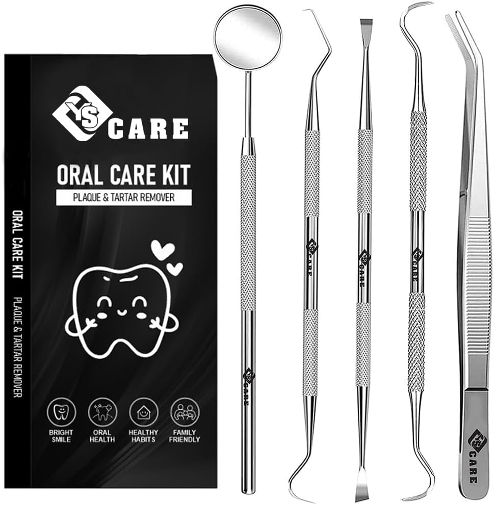 Dental Care Set Cleaning Tools Pack Dental Hygiene Kit teeth set for Home Use stainless steel Mouth Mirror Dental Picks Oral Care set to Remover Tartar Plaque remover Scraperpcs Set