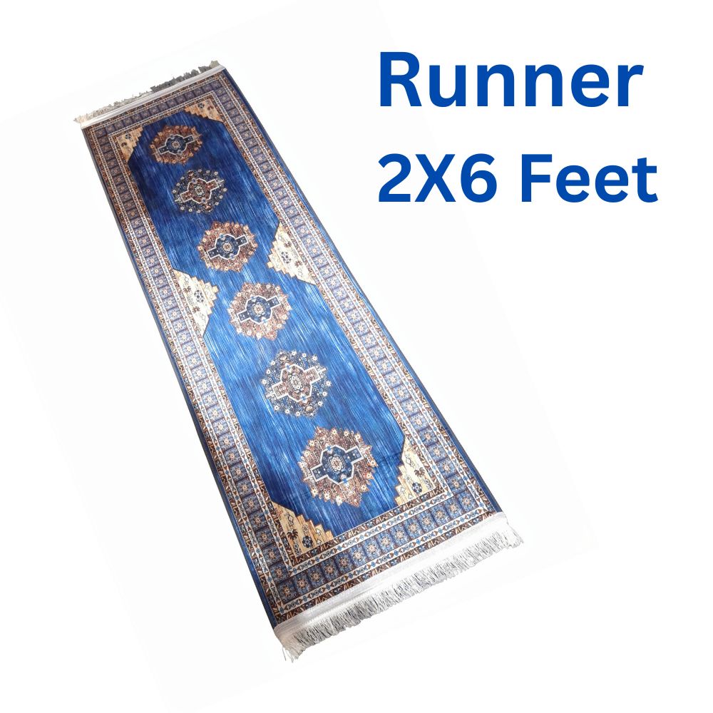 2x6 Feet Anti-Slip Silk Runner Rug, Bamboo Silk Polyester Carpet, Machine Made, Non-Shedding, Stain Resistant, Soft and Comfortable, Washable at 30ºC