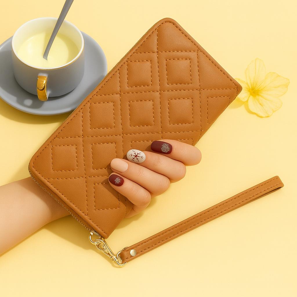 Premium Women’s Fashion Wallet – Multi-Color PU Leather Long Purse with Zipper & Charm