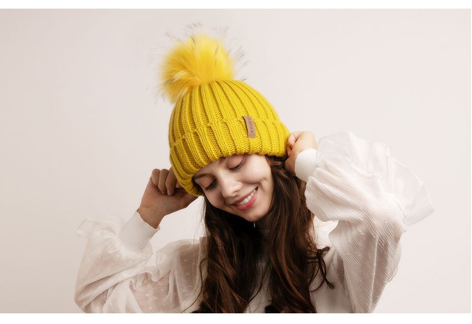 FURTALK Beanie Hat Women Knitted Pompom 