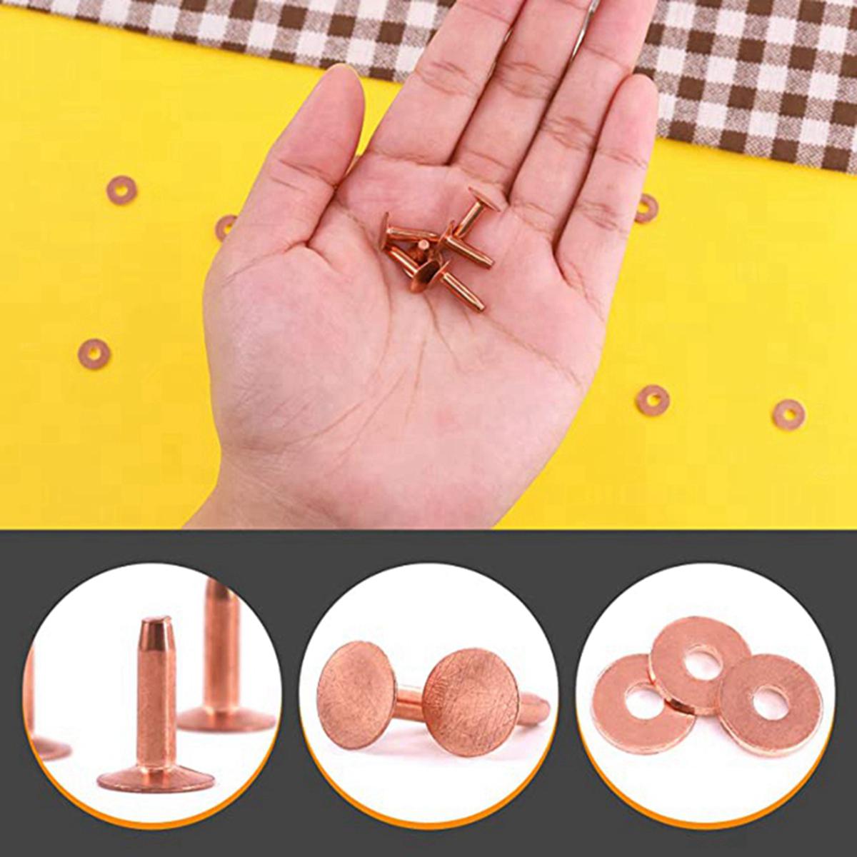 Toogoo 100 Sets Copper Rivets and Burrs Washers Leather Copper Rivet Fastener for Wallets Collars Leather DIY Craft Supplies, Size: 19, Other