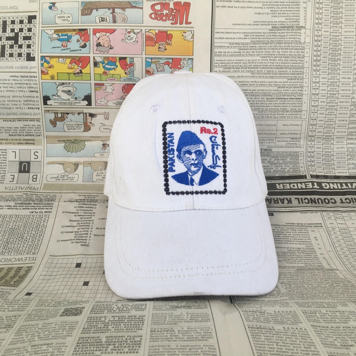Quaid cap/ pakistan stamp cap / white 
