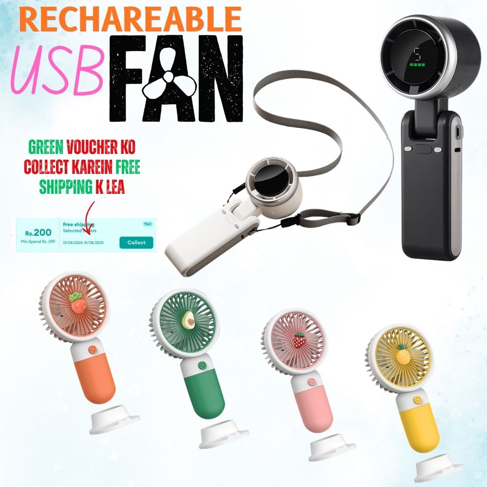 Portable Mini Fan USB Rechargeable Handheld & Desktop Fan - 3 Speed High Wind Silent Cooling Fan for Students, Office & Travel (Chota Pankha) | Rechargable Fan