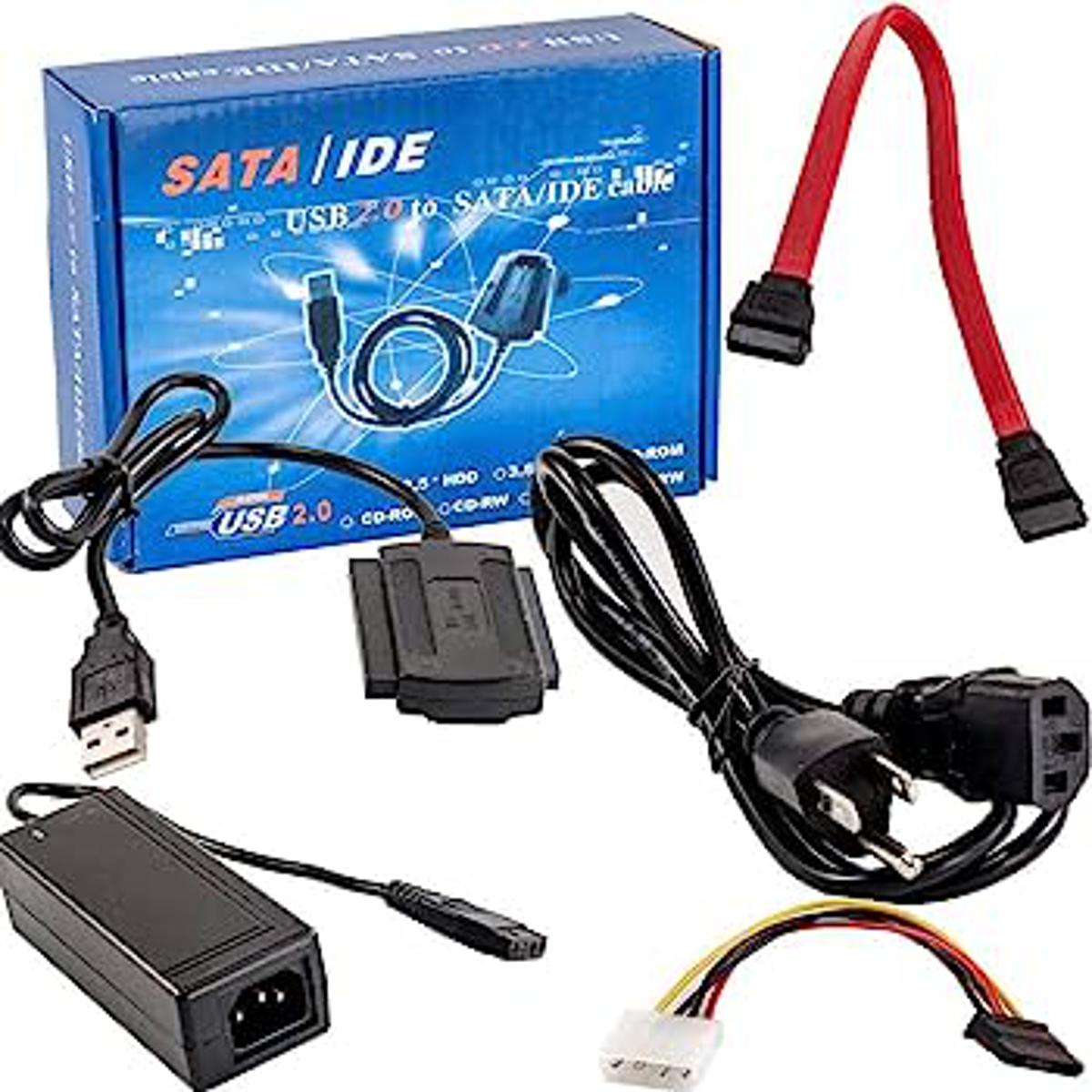 USB 2.0 to SATA/PATA/IDE Adapter Converter Cable for 2.5”/3.5” Hard Drive