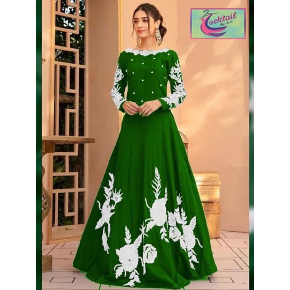 14th August Dress For Women - Embroidered Long Silk Maxi For Independence  Day Dress | Daraz.pk
