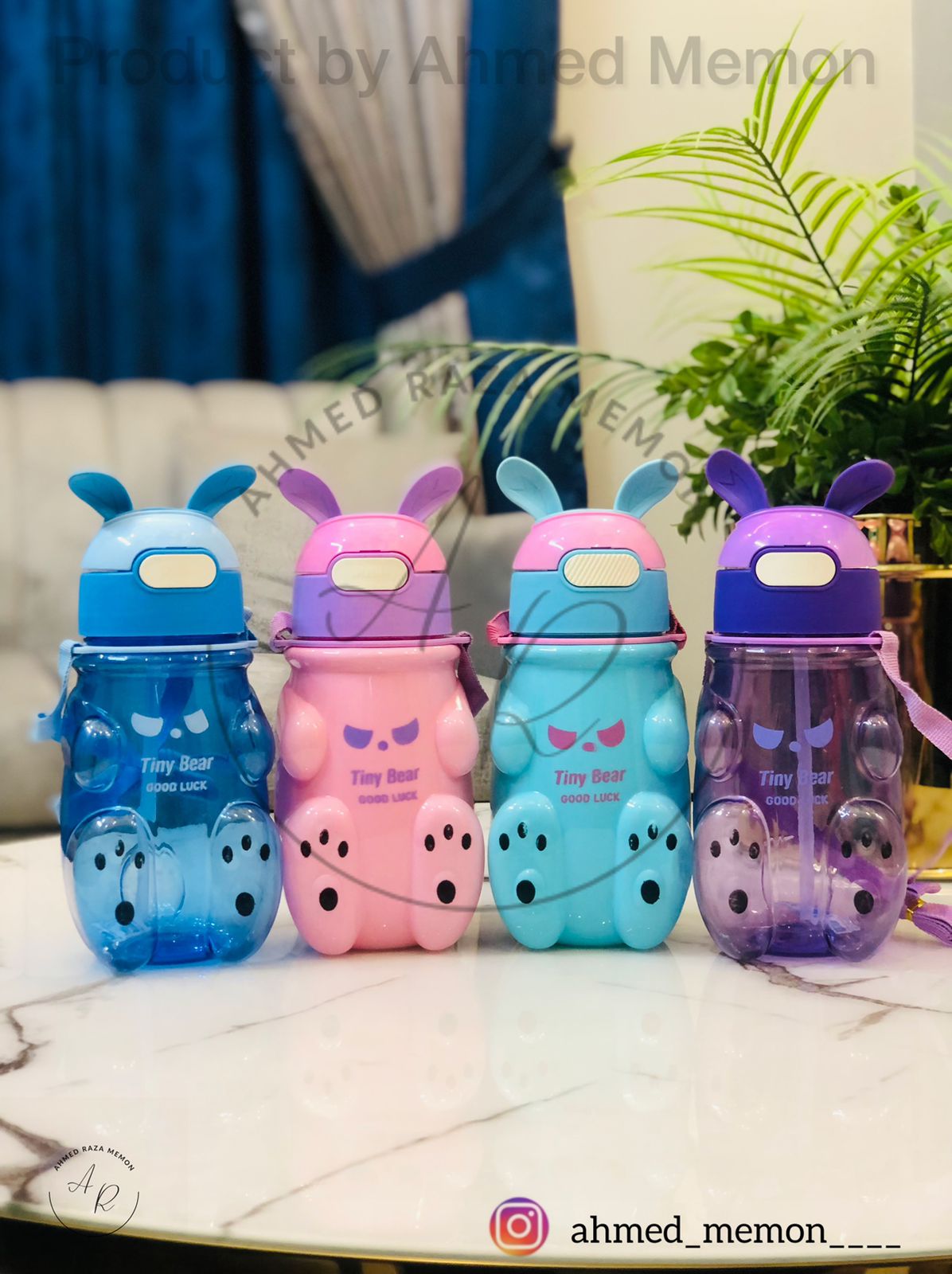 Water Bottle for Boys & Girls | Cute Tiny Bear Designs with Bunny Ears & Dino Style | Non-Thermic | 850ml Kids Sports Water Bottle | Leak-Proof & Durable | Perfect for Gym, School & Outdoor Activities | Stylish College Bottle for Kids. Girls & Boys
