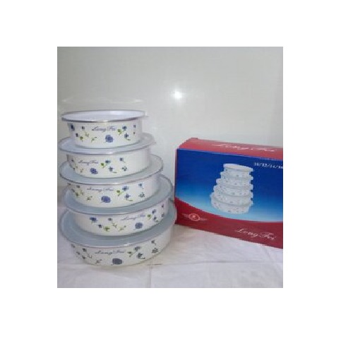 Food Storage Container / 5 Pcs / Plastic Lids Included