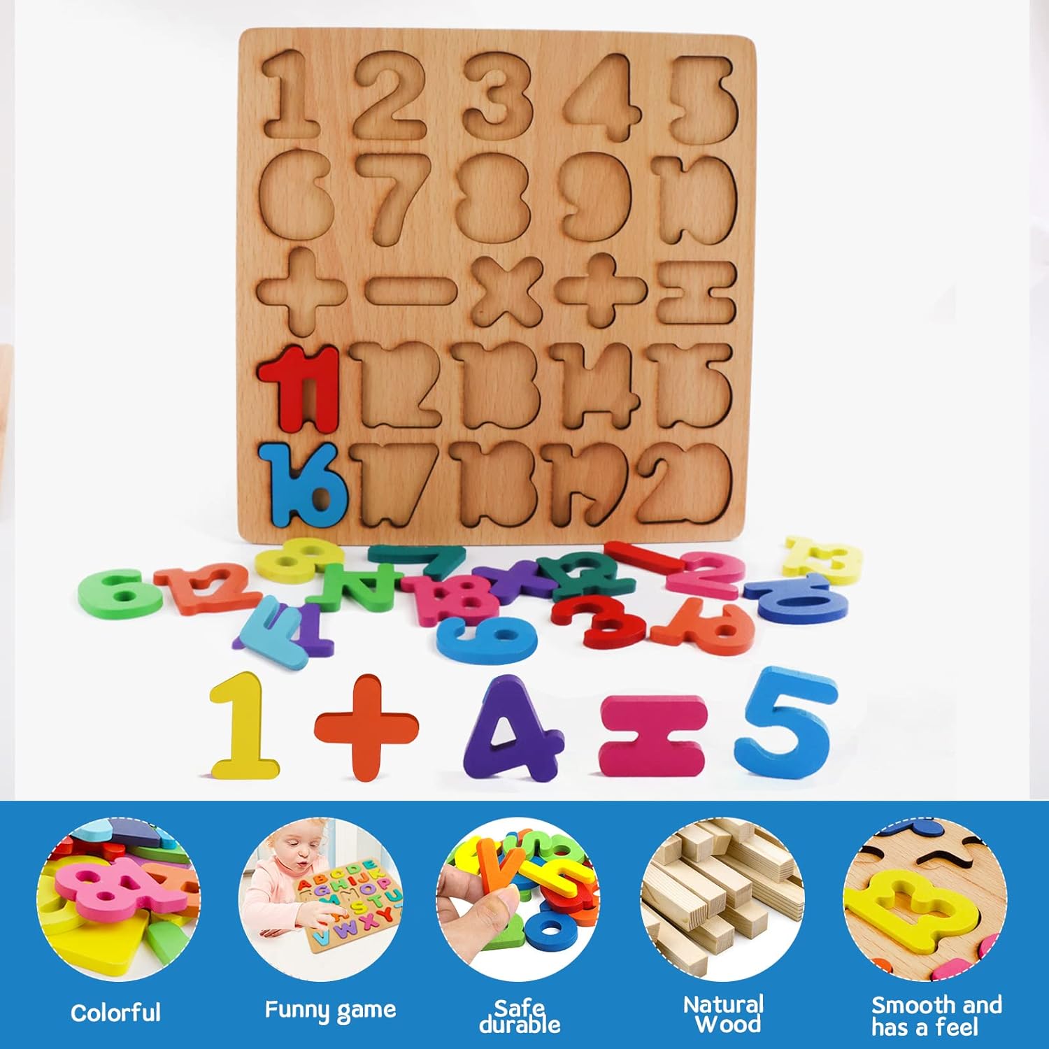 Kid's Learning Wooden alphabet | Puzzles & Numbers Count Board, Colorful ABC Uppercase Letters/Numbers/Shapes for Kids Toddlers Preschool Early Learning Educational Toys
