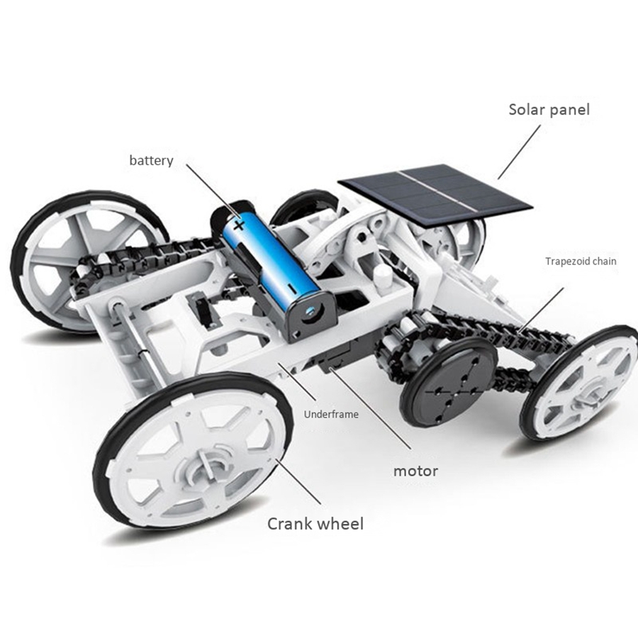 Diy Solar Climbing Vehicle Science Four-Wheel Drive Car Building Block Assembled Electric Model Car Toy