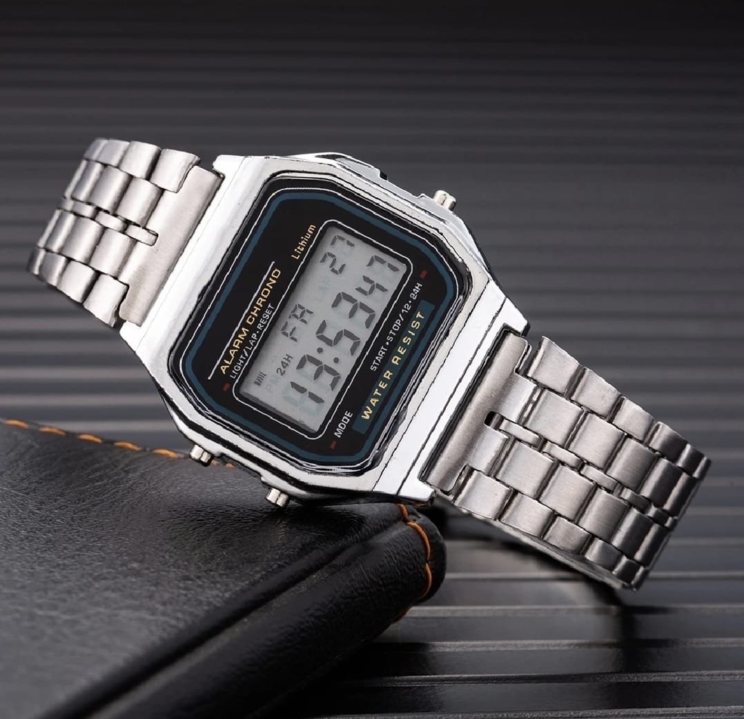 Luxury Mega Deal Men's Gift Digital Vintage Stainless Steel And Silicon Strap Wrist Watch Gift For Family & Friends