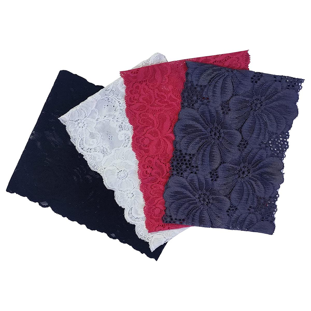 Pack of 4 Multi-Color Lace Hijab Caps for Girls, Adjustable Size, Soft & Comfortable Fabric, Stylish Turban Hat for Women