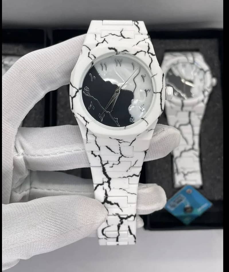 Latest Aura Design Aura Watch . White And Black Marble Color , Smart Watch, Premium Trending Fashion Wrist Watch , Elegant Dial, Stylish High Class Look , Best gift Choice. price in Pakistan