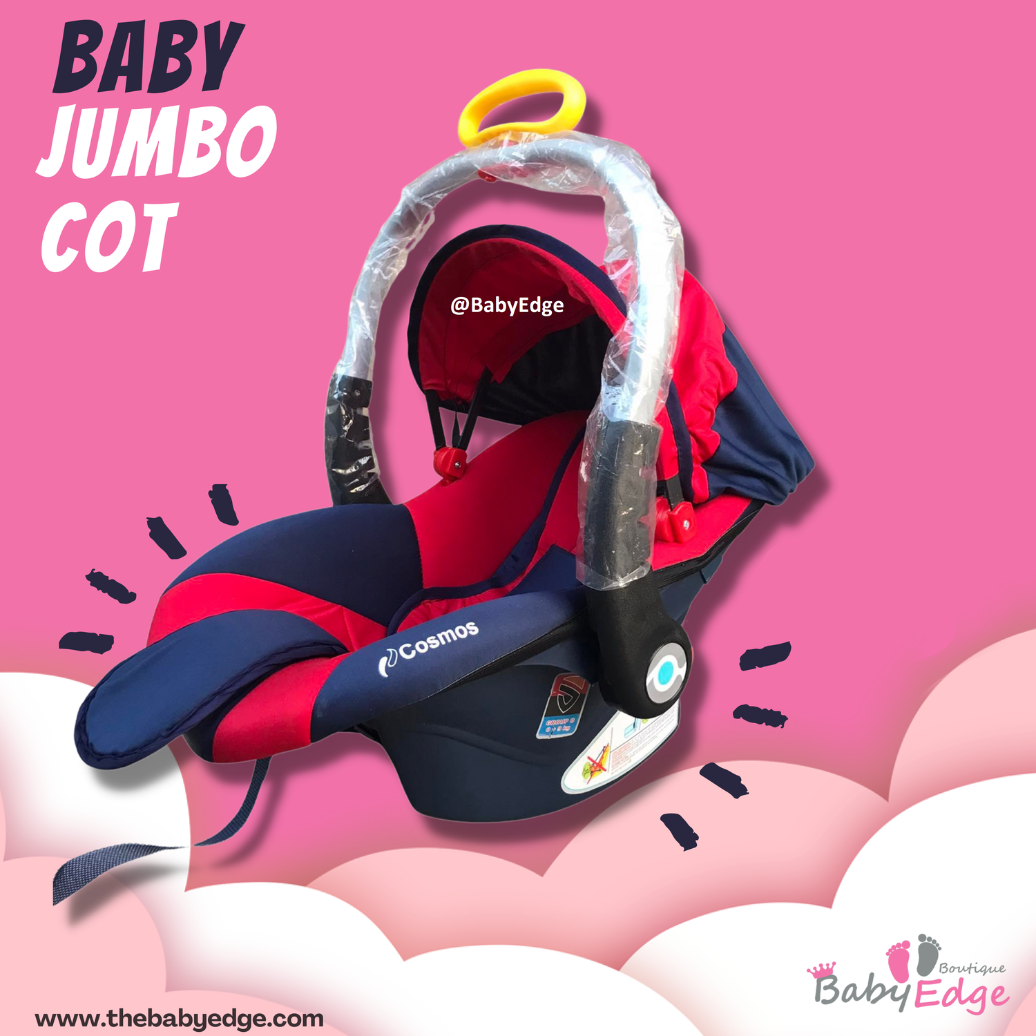 Baby Carry Cot Rocker Seat Carrier with Sun Canopy Cosmos BECC02