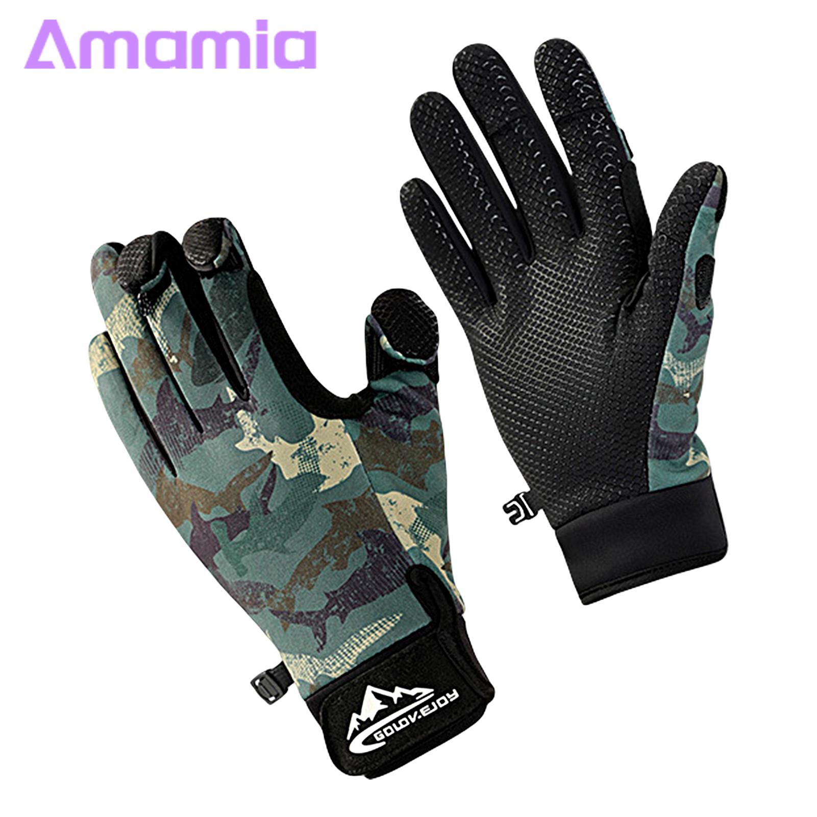 Amamia Fishing Gloves Full Finger Windproof Winter Unisex Skiing Angling  Gloves