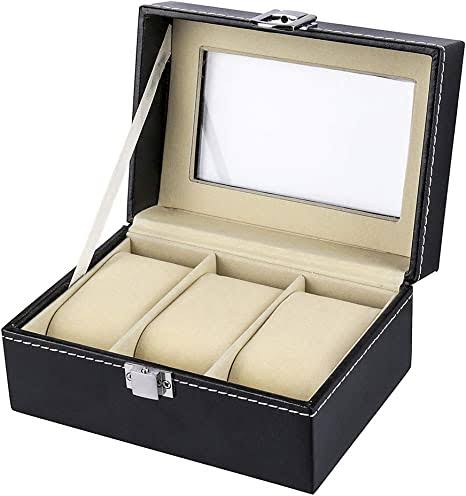 DecorZone 12 Slots Fashion Watch Box PU Leather Watch Case Holder Organizer 2 Layers Jewelry Display Storage Stand Box for Gift Men Women