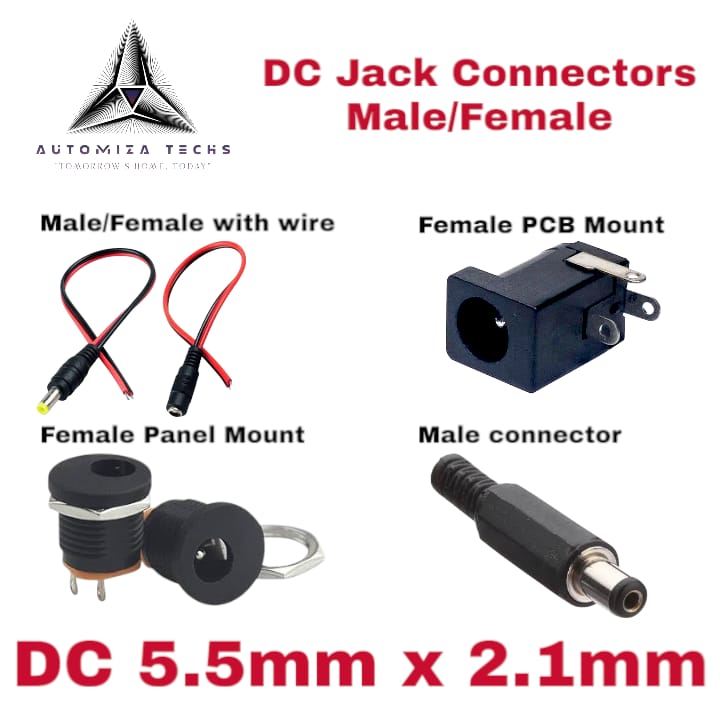 Plastic Shell 6.3mm x 3.0mm Male to 5.5mm x 2.5mm Female DC Power