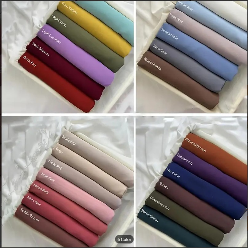 24pc , 12pc , 6pc  4pc , 1pc Custom Scarf Set – Plain Chiffon Scarves, Solid Color Hijabs, Islamic Wrap Shawl, Plain Shawl Hijab, Premium Chiffon Hijab Set for Modest Wear