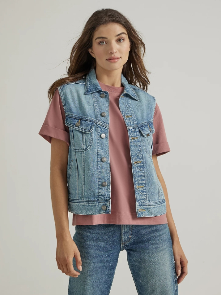 Classic Women's Denim Sleeveless Jacket – Versatile and Stylish