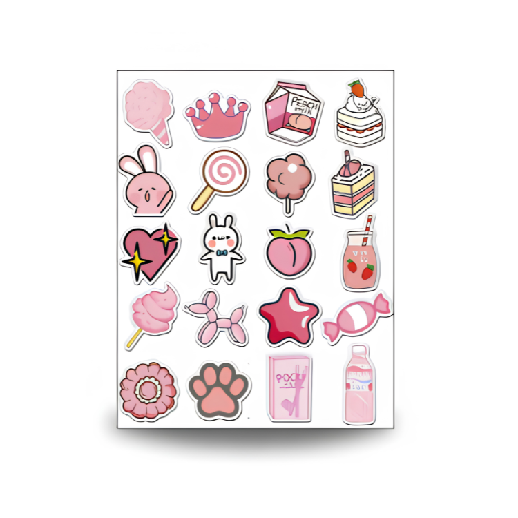 Cute Pink Mini UNCUT Sticker Sheet - A6 size - 15 x 10 cm | Journal Aesthetic Stickers - Uncut and A6 Sized (10x15cm) Art for Laptops, Journals, and More - Express Yourself Creatively for Girls and Boys