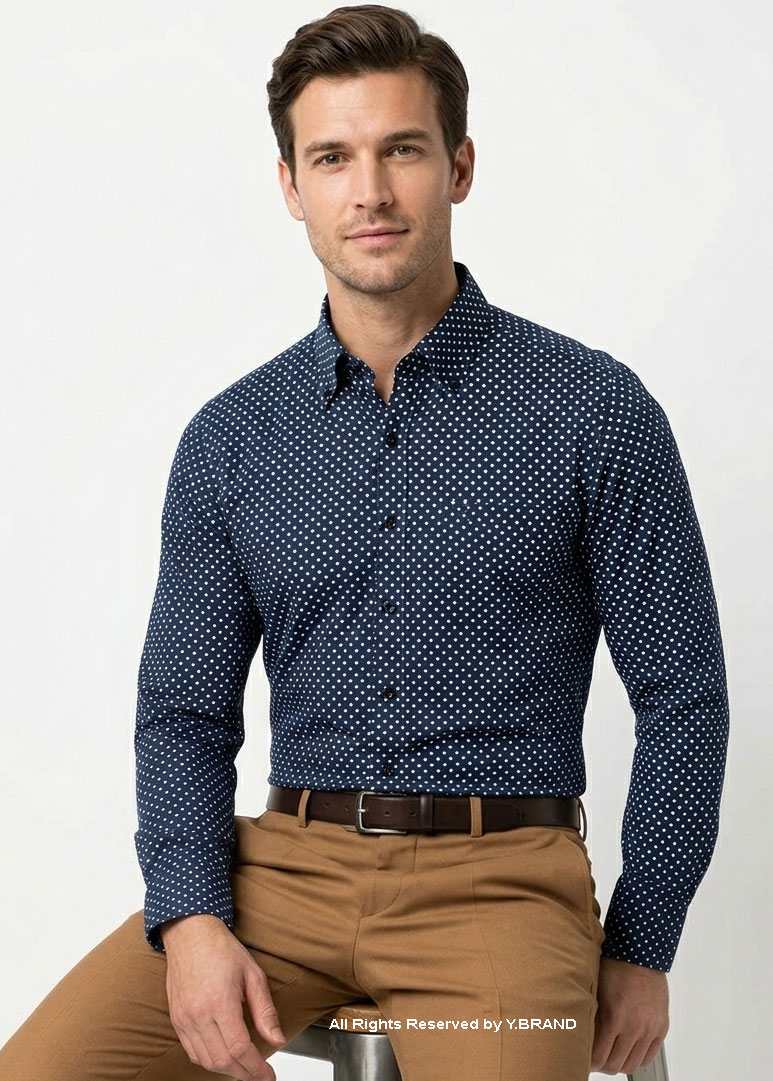 Y-BRAND Polka dot shirt with a button-down collar FS-1051