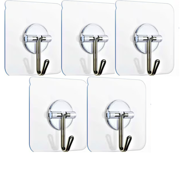 200-Pack Heavy Duty Adhesive Hooks – Transparent, No Drill