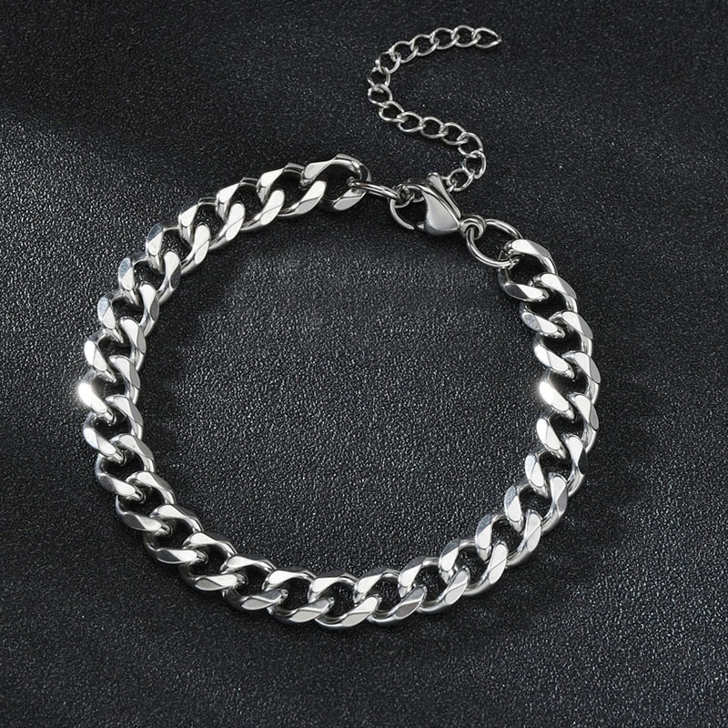 Bracelets High Quality Stainless Steel For Men & Woman Black Silver Gold  Color Punk Curb Cuban Link Chain Bracelets On the Hand Jewelry Gifts trend