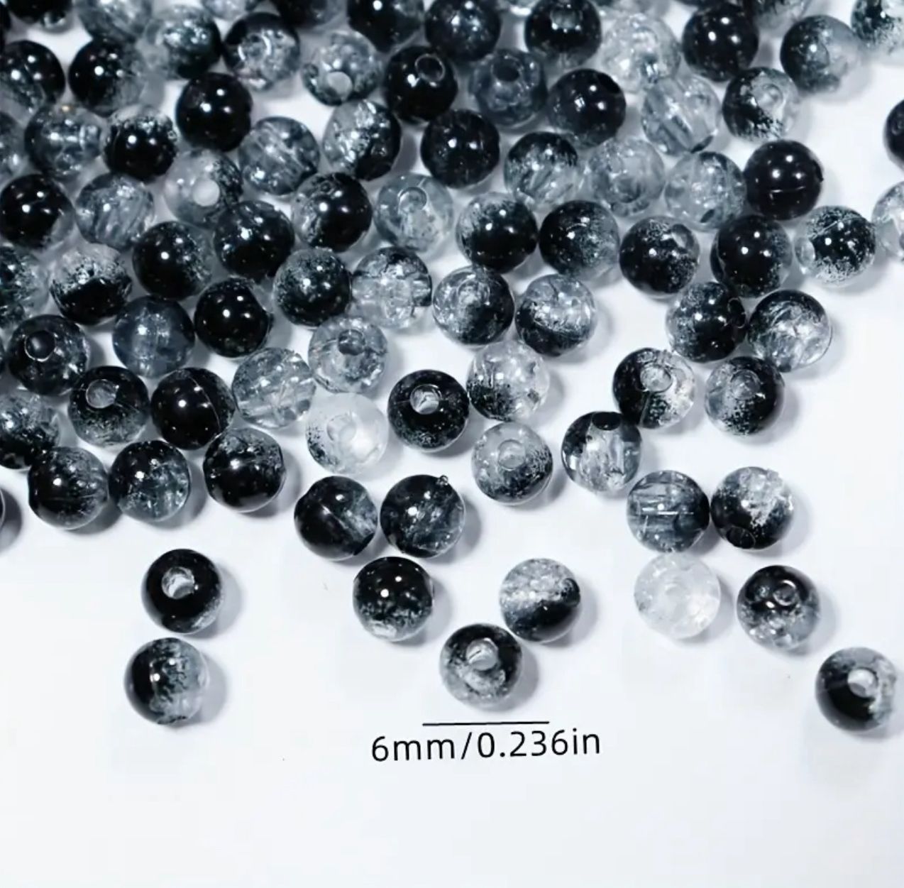 30/50/100 Pcs 6mm Cracked Beads - Elegant & Charming Beads for Bracelets, Necklaces, Rings, Phone Chains | Decorative Spacers & Jewelry Crafting Supplies | Handmade Bead Accessories for Craft & DIY Project