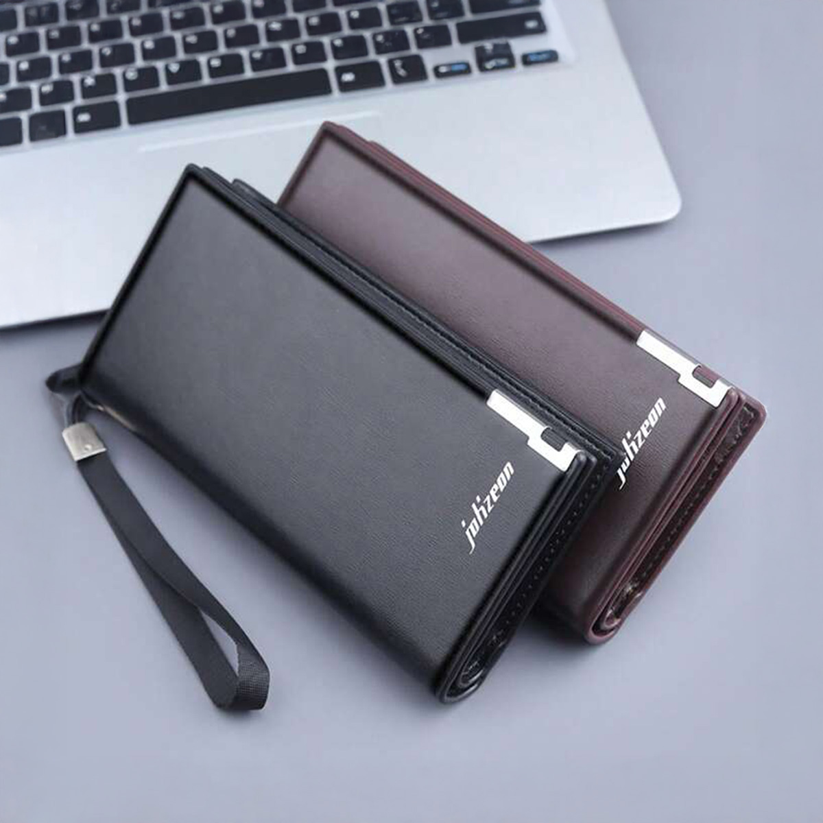 Baellerry Long Wallet for men and women, Slim PU Leather Money, Mobile, and Card Holder, Premium Quality, Large Capacity, Button Closure