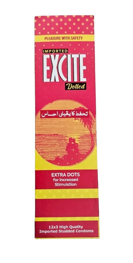 Xtacy Excite Imported Extra Dotted Condoms - 36 Pieces (3 x 12)