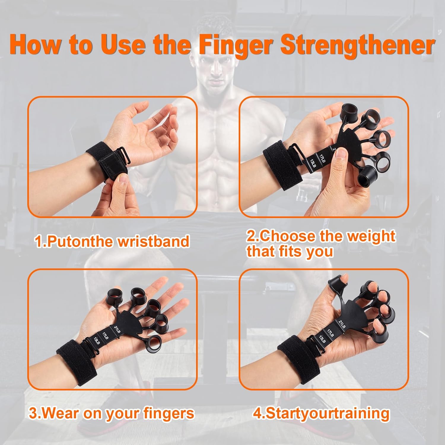 Dynamic Life Silicone Finger Gripper & Hand Strengthener| Finger Exerciser Guitar Band| Patients Rehabilitation Grip Strength Trainer with Different Resistance Levels| 5 Finger Hand Wrist Forearm Trainer Home & Gym Workout