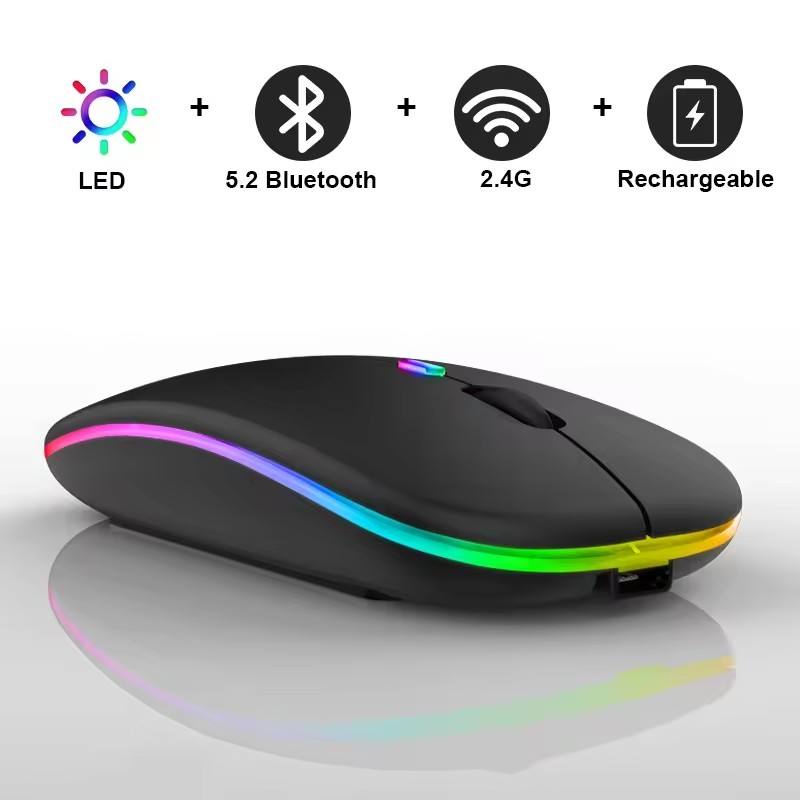 HP W10 Wireless Rechargeable Slim Mouse, Ergonomic Design with Colorful Lights, Portable Mouse for PC & Laptop